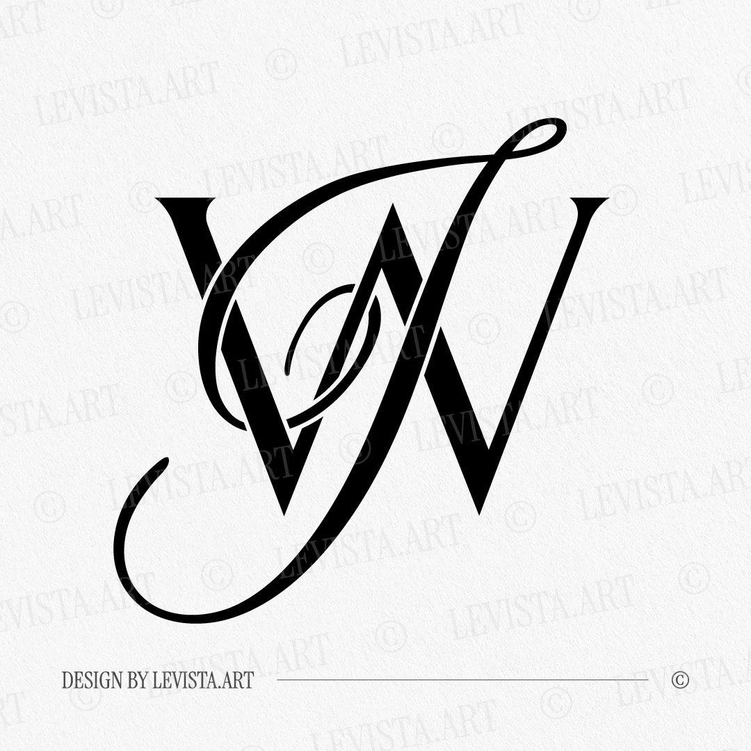 WJ & JW Monogram | Wedding letter logo design Black JW & WJ curved letter logo design on white background