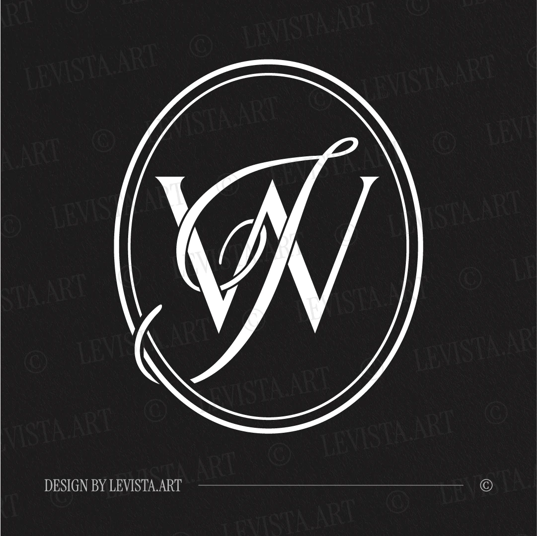 WJ & JW Monogram | Wedding letter logo design White WJ & JW branding initials logo on black background