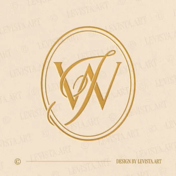 Gold WJ & JW monogram elegant interlocking wedding logo design