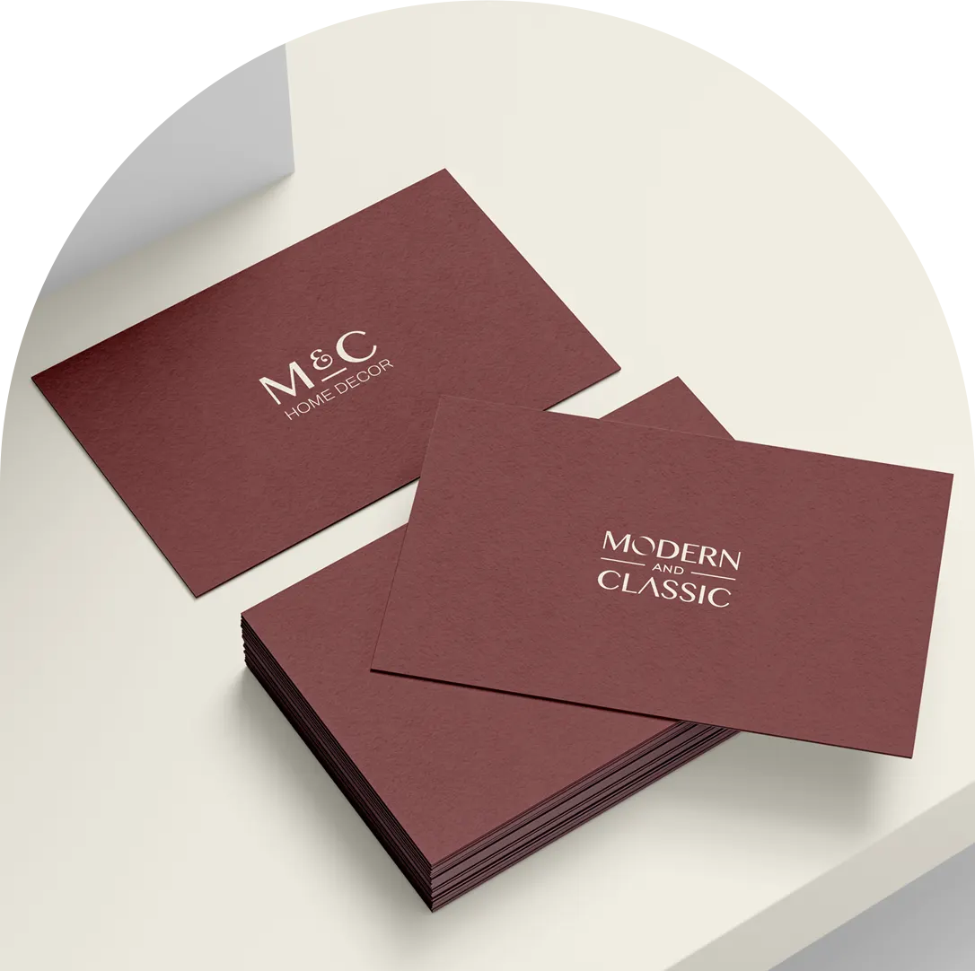 logo home decor shop on business card