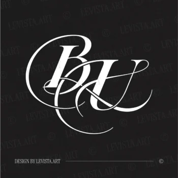 BU Monogram | Letter logo design White BU wedding branding initials logo on black background