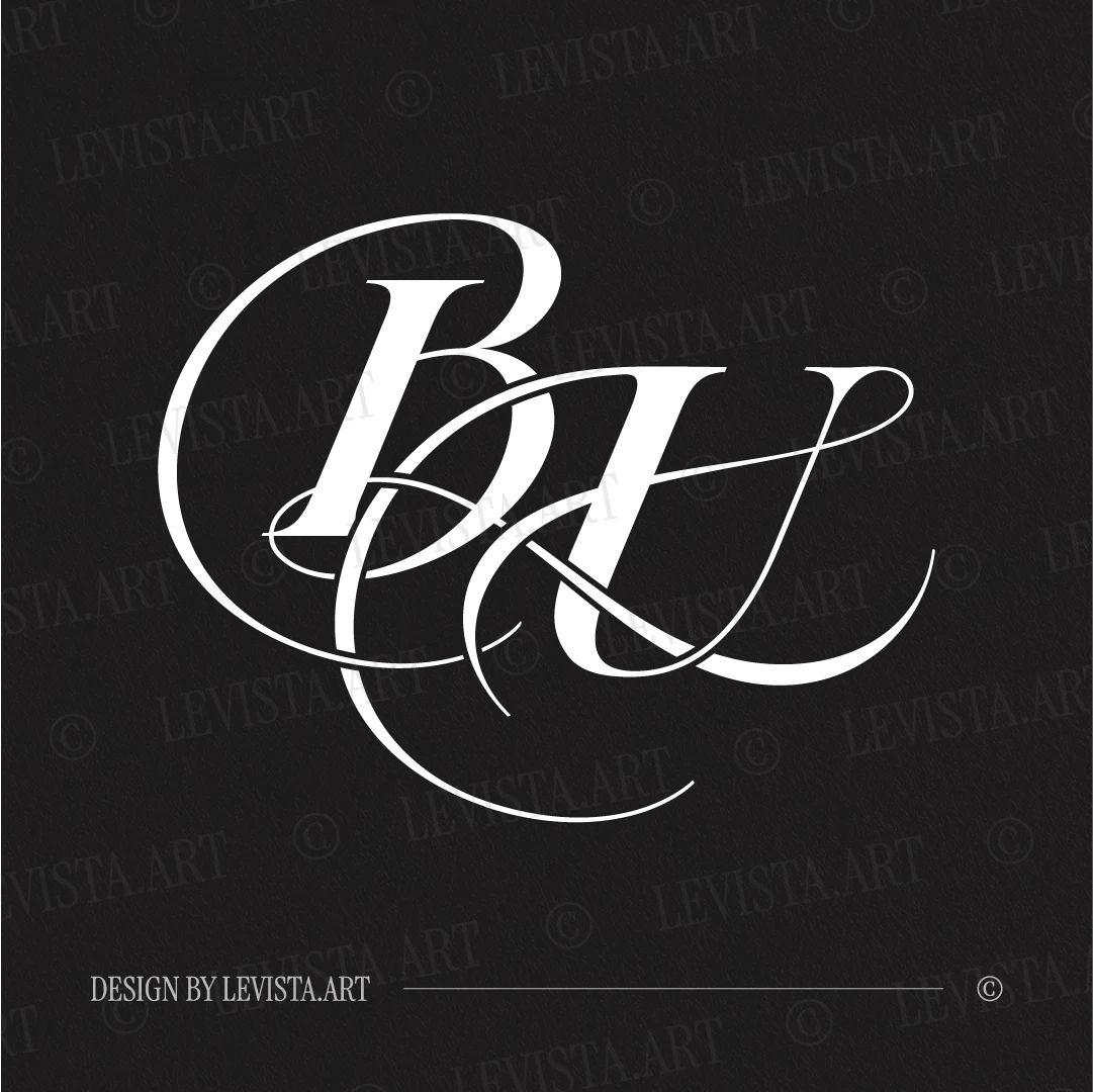 BU Monogram | Letter logo design White BU wedding branding initials logo on black background