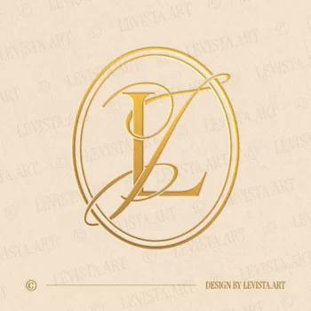 Gold JL & LJ monogram minimalist interlocking wedding logo design