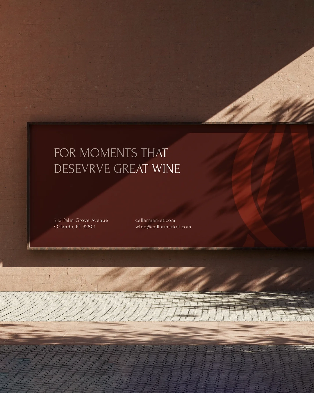 vertical wine shop promotional banner design Vertical layout of a premium wine shop promotional banner with custom monogram