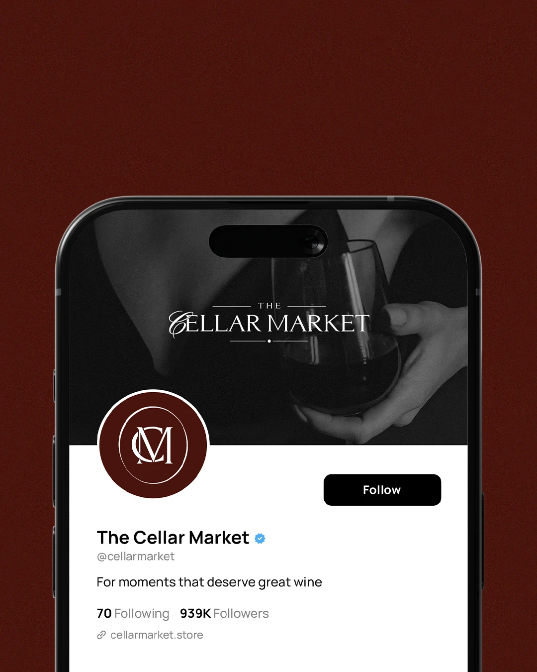 vertical wine store social media profile design Vertical view of the wine store monogram logo as a social media profile picture and cover banner