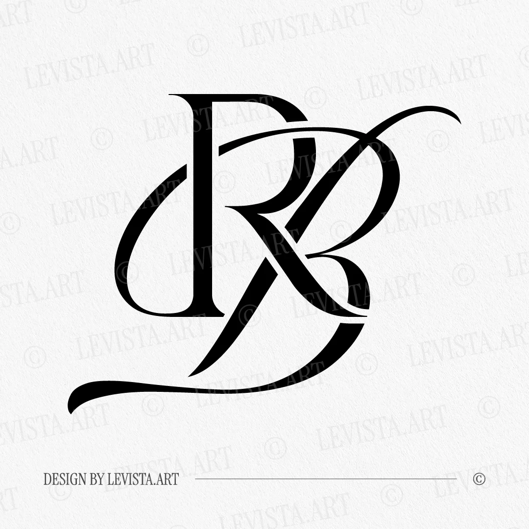 RB & BR Monogram | Wedding letter logo design Black RB & BR curved letter logo design on white background