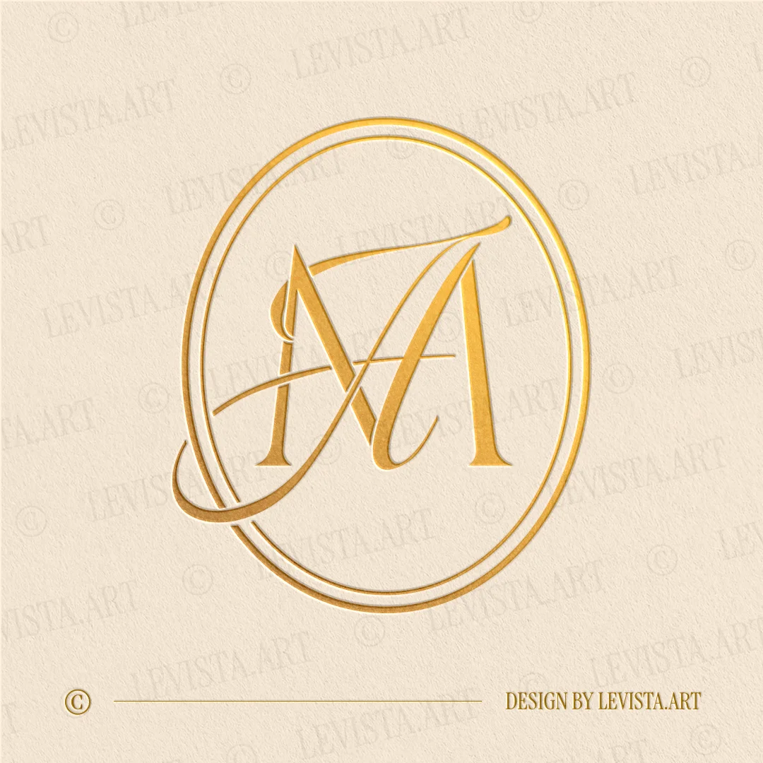 AM & MA Monogram | Wedding letter logo design Gold AM & MA monogram as elegant interlocking letter logo design for luxury wedding stationery and modern décor