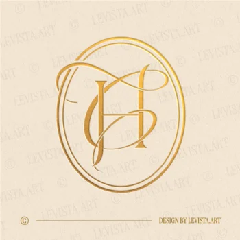 Gold HC & CH monogram as elegant interlocking letter logo design for sophisticated wedding stationery and décor