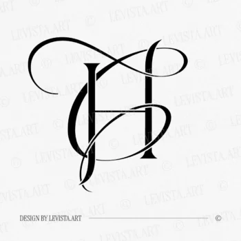 Black HC & CH letter logo as minimalist design on a white background for elegant wedding stationery and personal branding