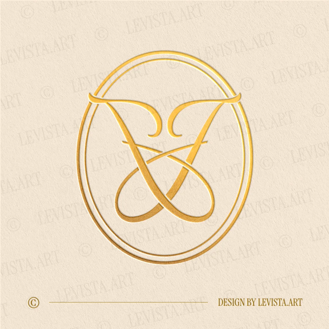 Gold JJ monogram as elegant interlocking wedding letter logo design for luxury stationery and décor