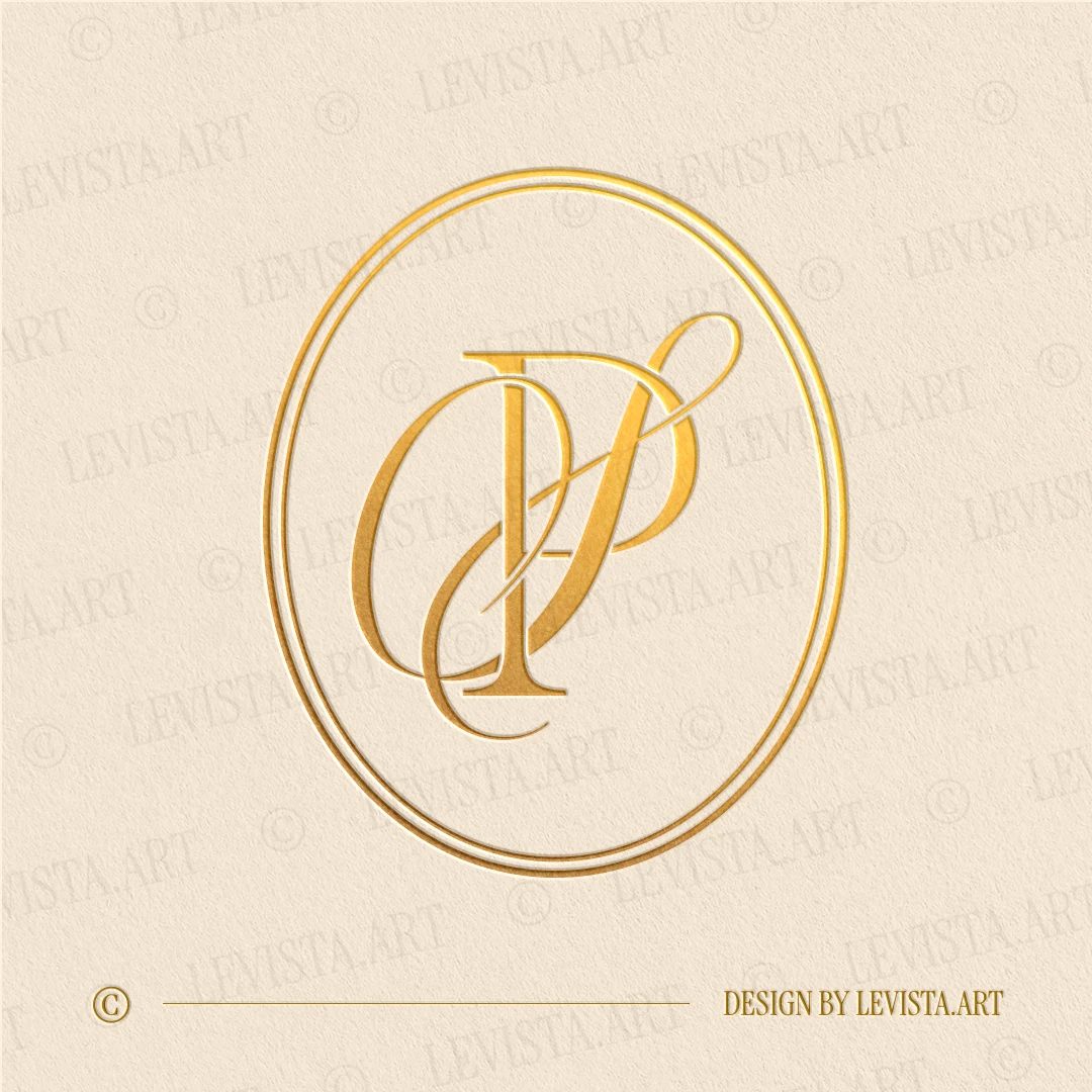 Gold PS & SP monogram as elegant interlocking wedding letter logo design for luxury stationery and décor