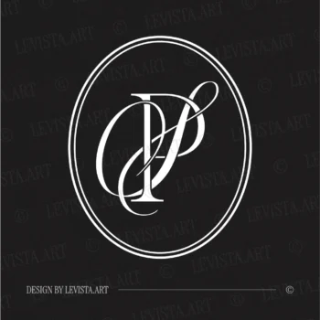 White PS & SP initials logo design on a dark background for minimalist luxury wedding and personal branding projects