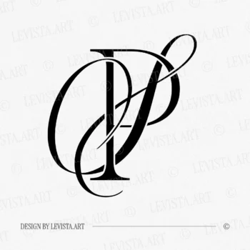 Black PS & SP letter logo as minimalist design on a white background for wedding stationery and personal branding