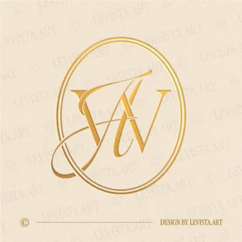 Gold WA & AW monogram as elegant interlocking letter logo design for luxury wedding stationery and décor