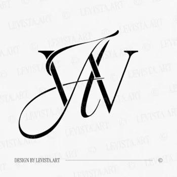 Black WA & AW letter logo as minimalist design on a white background for elegant wedding stationery and personal branding