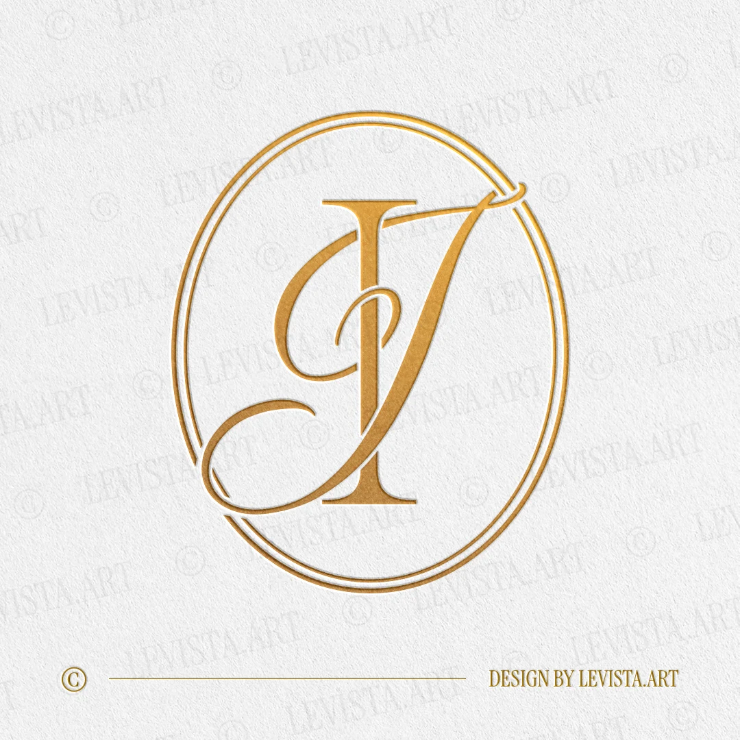 IJ & JI Monogram | Elegant letter logo design Gold IJ & JI monogram as elegant interlocking letter logo design for sophisticated wedding stationery and premium branding
