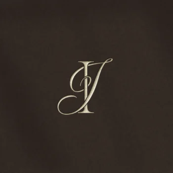 IJ & JI Monogram | Elegant letter logo design Silver IJ & JI letter logo as minimalist initials design on a rich brown background for luxury weddings, premium branding