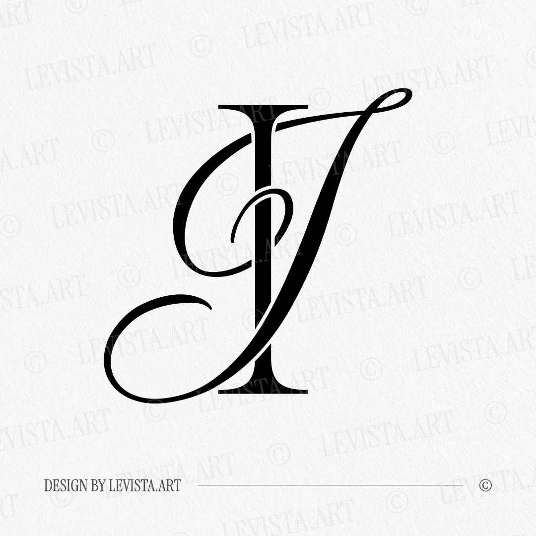 IJ & JI Monogram | Elegant letter logo design Black IJ & JI wedding logo with interlocking letters on a white background for premium stationery, décor & branding