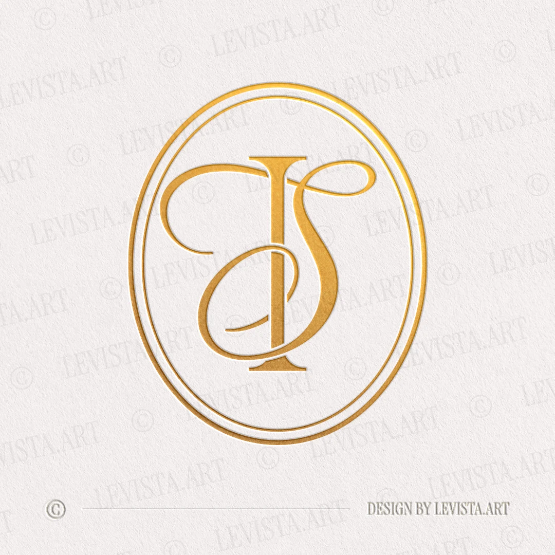 Gold IS & SI monogram as elegant interlocking letter logo design for sophisticated wedding stationery, embossing & branding