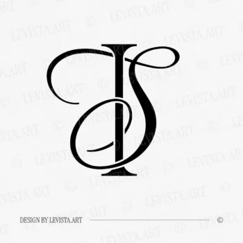 Black IS & SI wedding logo with interlocking letters on a white background for premium stationery, wax seals & foil stamping