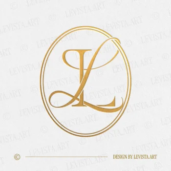 Gold LL monogram as elegant interlocking letter logo design for sophisticated wedding stationery, embossing & branding