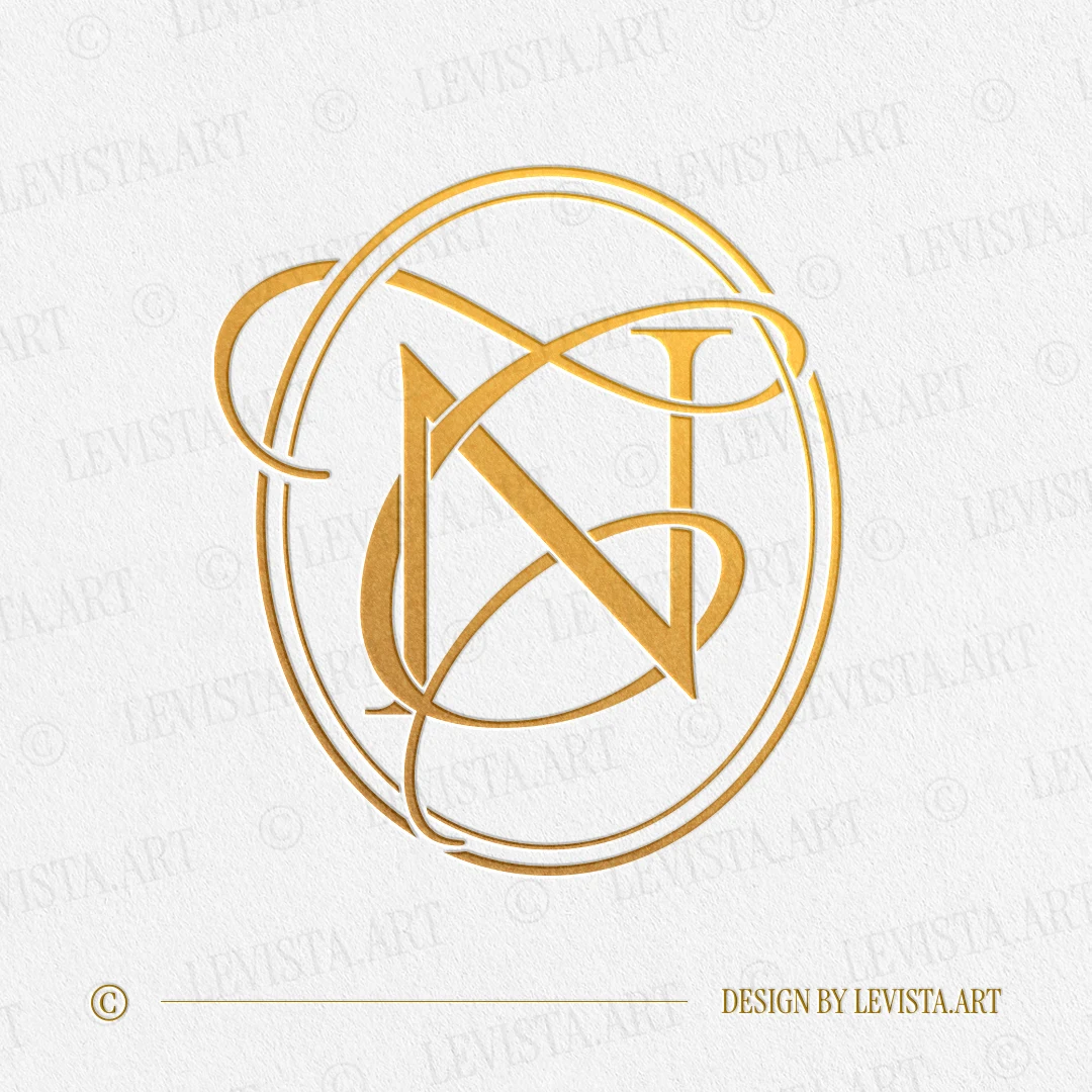 NC & CN Monogram | Elegant letter logo design Gold NC & CN monogram as elegant interlocking letter logo design for sophisticated wedding stationery and premium branding