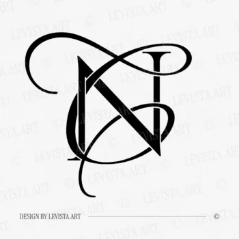 NC & CN Monogram | Elegant letter logo design Black NC & CN letter logo as minimalist initials design on a white background for premium wedding stationery and branding