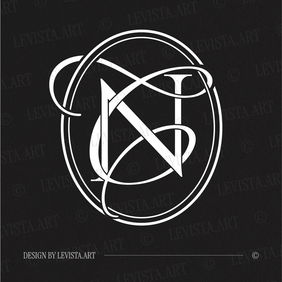 NC & CN Monogram | Elegant letter logo design White NC & CN letter logo as sophisticated initials design on a black background for luxury weddings, premium branding