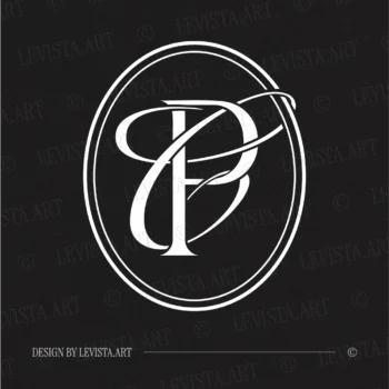 White PC & CP initials as minimalist interlocking letter logo on a black background for premium weddings, gobo projections