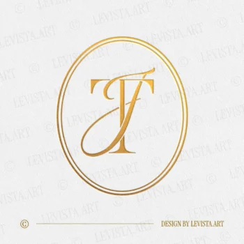 Gold TJ & JT monogram as elegant interlocking letter logo design for sophisticated wedding stationery, embossing & branding