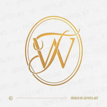 Gold TW & WT monogram as elegant interlocking letter logo design for luxury wedding stationery, décor and modern branding