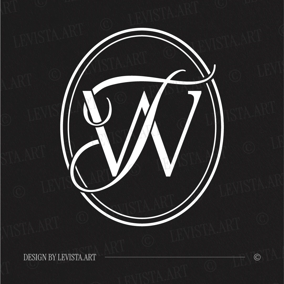 TW & WT Monogram | Elegant letter logo design White TW & WT initials logo as minimalist interlocking letter logo on a black background for stylish wedding décor, branding