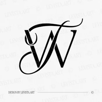 TW & WT Monogram | Elegant letter logo design Black TW & WT wedding logo with interlocking letters on a white background for sophisticated stationery, décor & branding