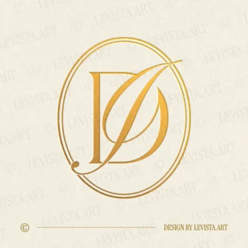 Gold DI and ID monogram as elegant interlocking letter logo design for luxury wedding stationery, wax seals and branding