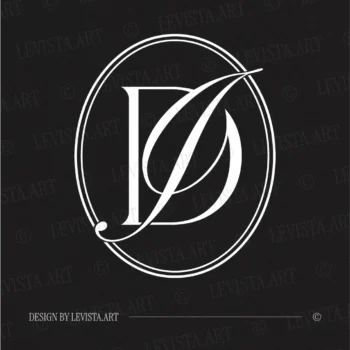 DI & ID Monogram | Elegant letter logo design White DI and ID initials as minimalist interlocking letter logo on black background for stylish weddings & gobo projections
