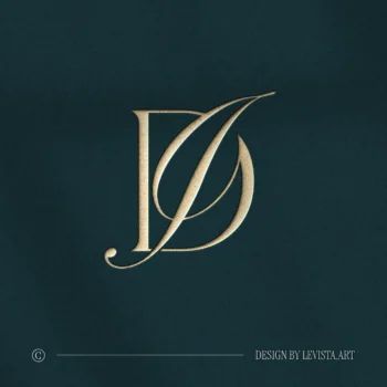 DI & ID Monogram | Elegant letter logo design Silver DI and ID letters as stylish initials logo on green background for luxury wedding stationery suite and foil stamping
