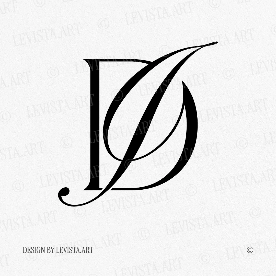 DI & ID Monogram | Elegant letter logo design Black DI and ID wedding logo with interlocking letters on white background for refined stationery, embossing & foil stamping