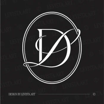 DL & LD Monogram | Elegant letter logo design White DL and LD wedding monogram as luxury initials design on black background for modern print, gobo projection, floor wrap