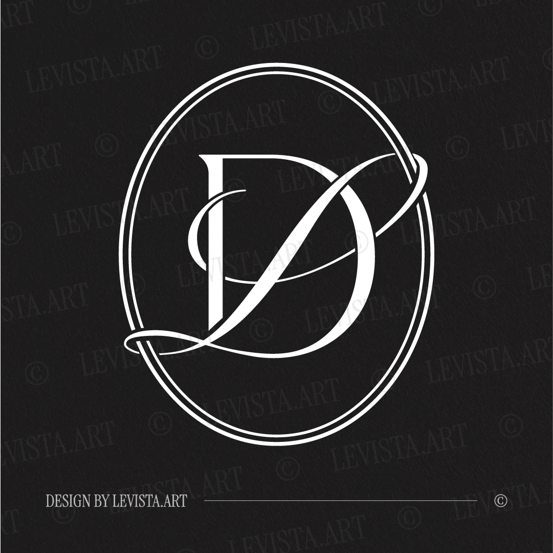 DL & LD Monogram | Elegant letter logo design White DL and LD wedding monogram as luxury initials design on black background for modern print, gobo projection, floor wrap