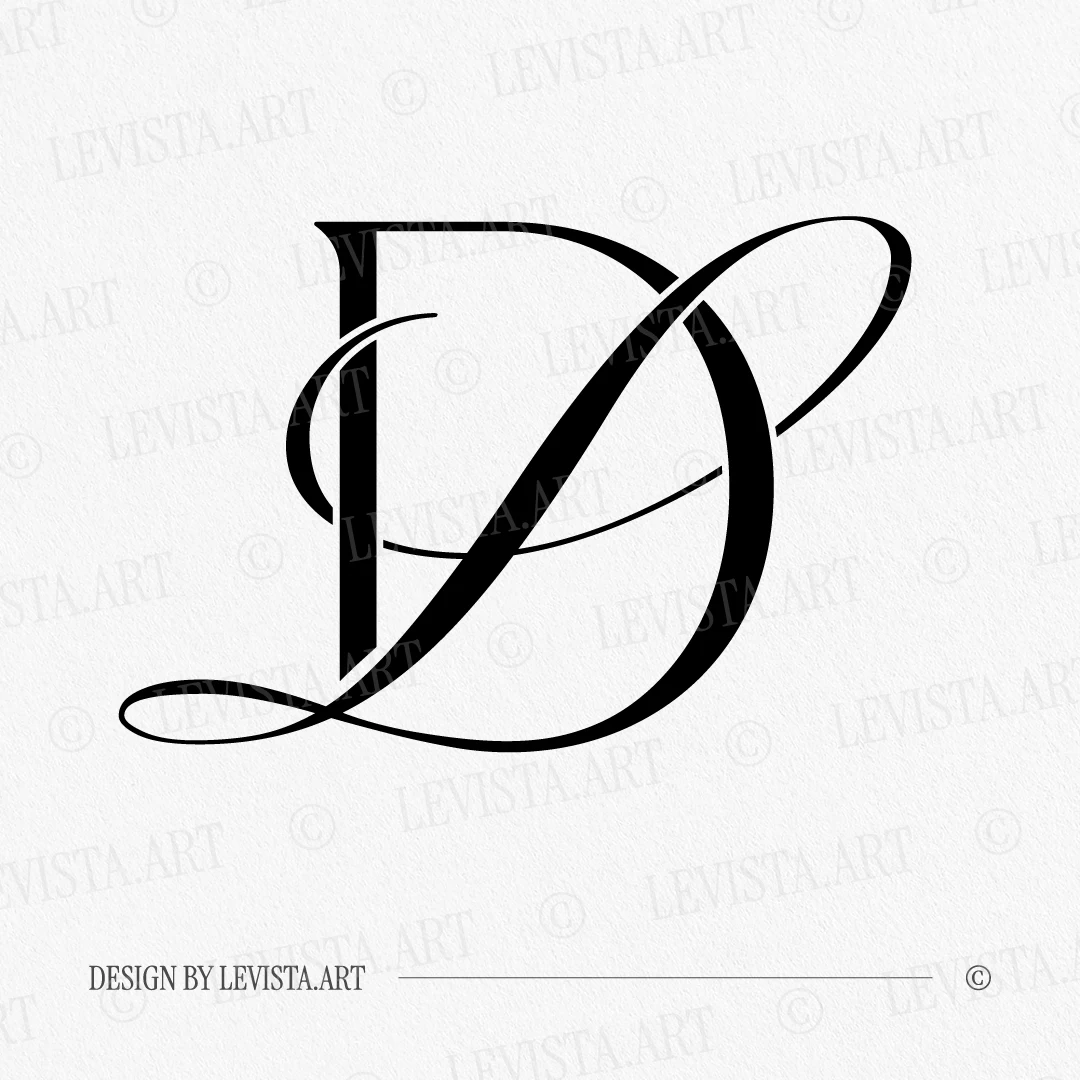 DL & LD Monogram | Elegant letter logo design Black DL and LD letters as refined initials logo design on white background for sophisticated wedding stationery, wax seals