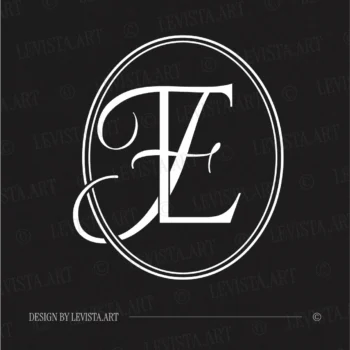 White EF and FE initials as minimalist interlocking letter logo on a black background for luxury weddings, gobo projections