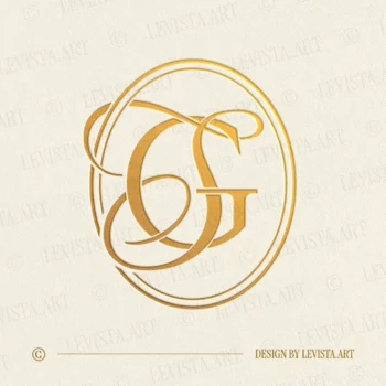Gold GS and SG monogram as elegant interlocking letter logo design for premium wedding stationery, embossing and branding