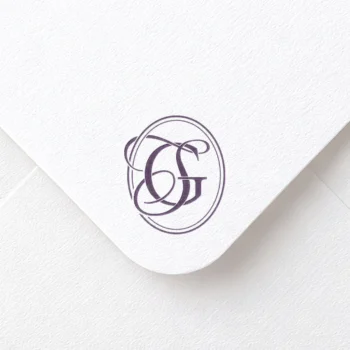 GS & SG Monogram | Elegant letter logo design Lilac GS and SG letter logo as premium initials design on textured envelope for luxury wedding stationery, invites, mailing