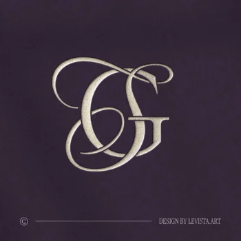 GS & SG Monogram | Elegant letter logo design Silver GS and SG letters as refined initials logo design on lilac background for premium weddings, foil stamping, floor wrap