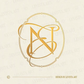 Gold NE and EN monogram as elegant interlocking letter logo design for sophisticated wedding stationery, embossing & branding