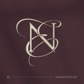 Silver NE and EN wedding monogram as luxury letter logo on burgundy background for premium décor, foil stamping, floor wrap