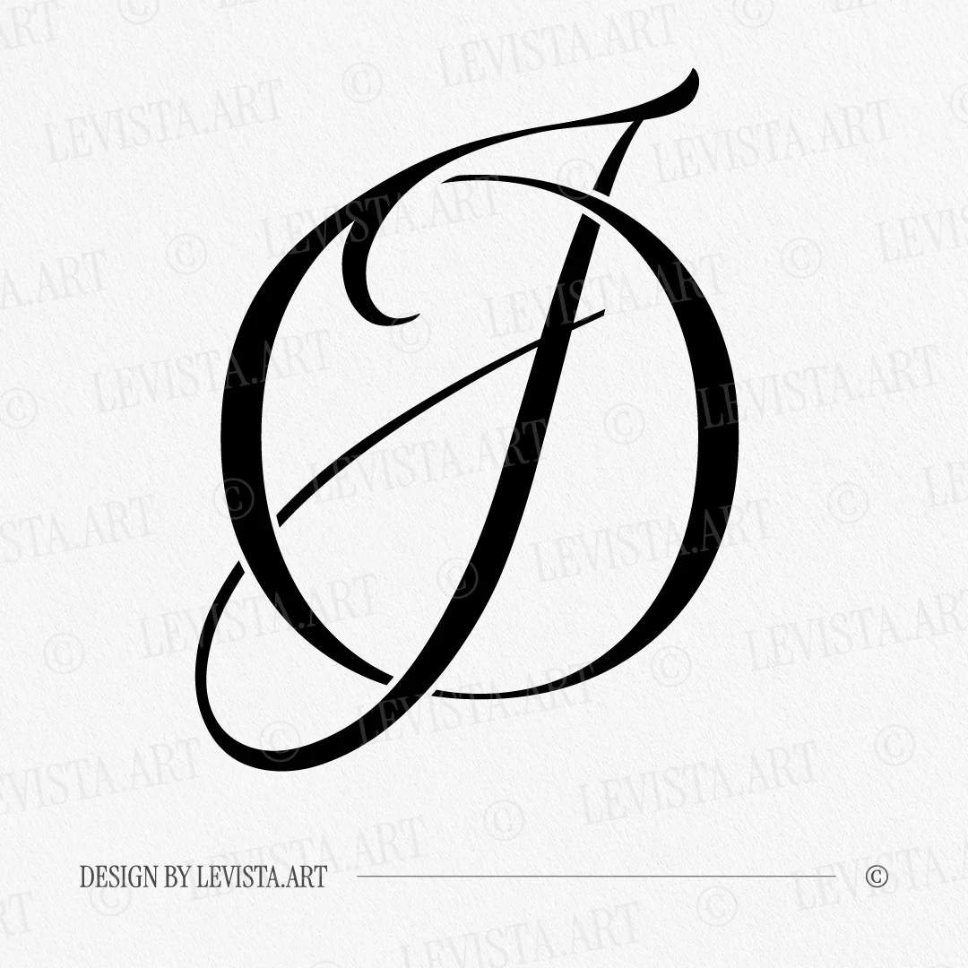 OJ & JO Monogram | Elegant letter logo design Black OJ and JO wedding logo with interlocking letters on white background for stylish stationery, embossing & foil stamping