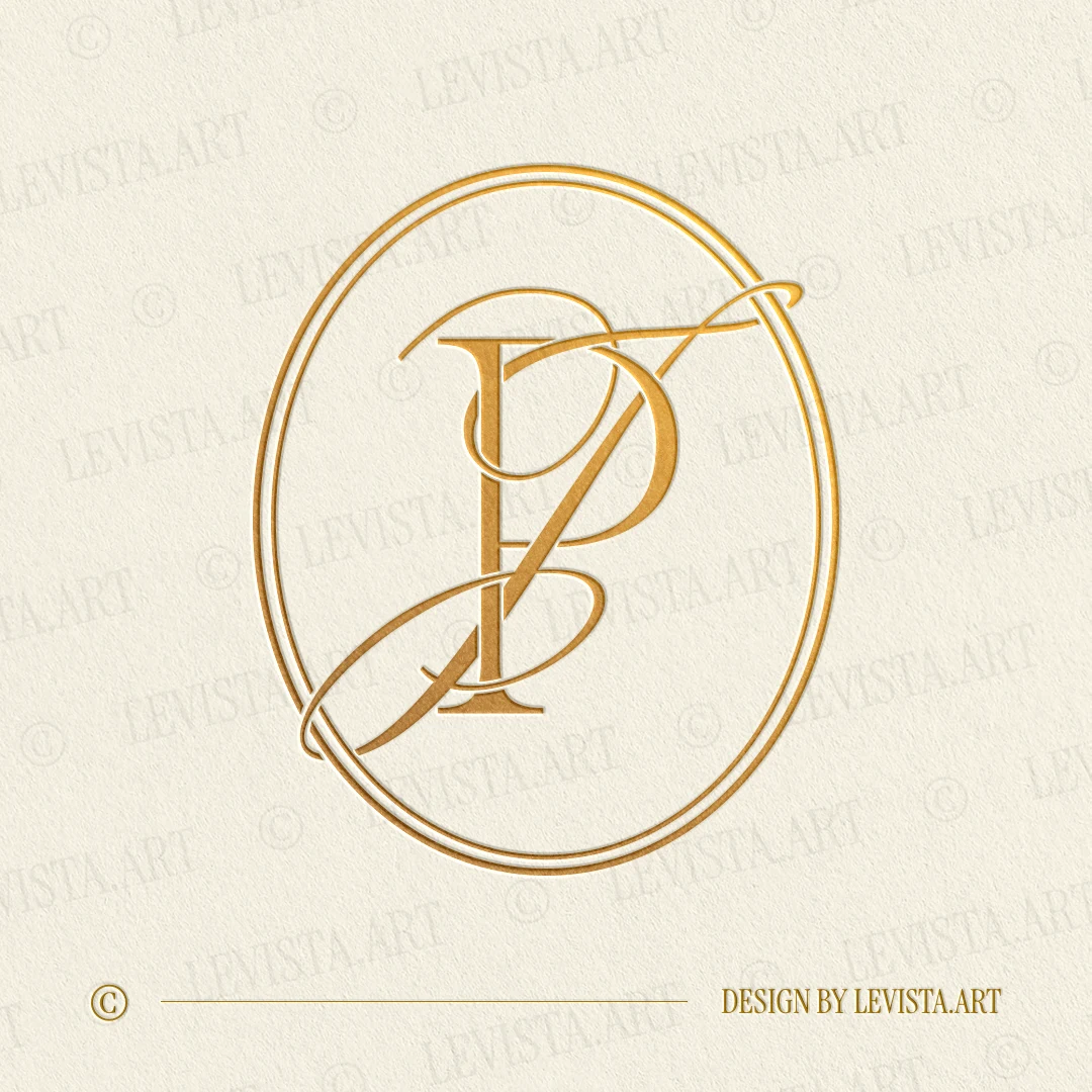 Gold PJ and JP monogram as elegant interlocking letter logo design for luxury wedding stationery, embossing & branding