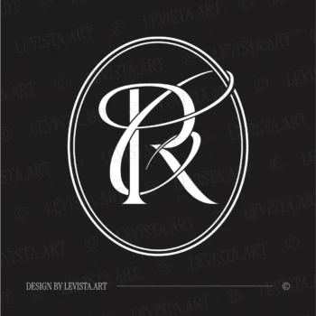 RC & CR Monogram logo | Elegant letter logo design White RC and CR initials as minimalist interlocking letter logo on black background for stylish weddings & gobo projections