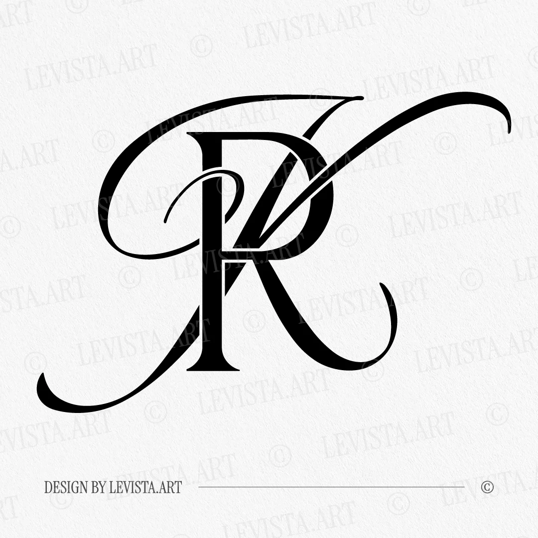 RK & KR Monogram | Wedding letter logo design Black RK and KR wedding logo with interlocking letters on white background for stylish stationery, wax seals, foil stamping
